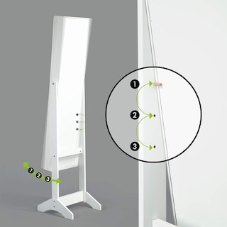 Foto 6 | Foto 6 | Espejo Joyero Organizador Furniturer Godric Blanco Cuerpo Completo 153 Cm