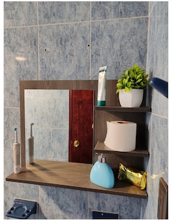 Foto 3 | Foto 3 | Espejo Flotante De Baño Con Repisas De Madera Diseño Único Cafe