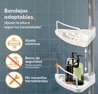 Foto 3 | Foto 3 | Organizador Para Baño Esquinero Archy Regadera Ajustable 1m A 3.2m Muebles Para Baño Resistente Accesorios Para Baño