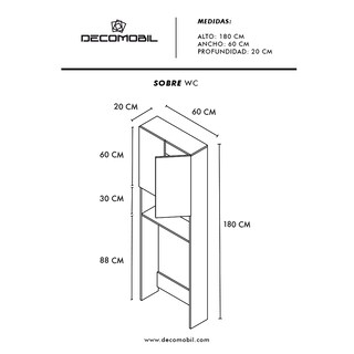 Foto 5 | Foto 5 | Mueble Gabinete de Almacenamiento SWC-180X60 color Negro para Inodoro