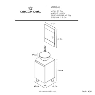 Foto 7 | Foto 7 | Mueble Gabinete GAB-40X40 color Beige para Baño con Ovalin y Monomando