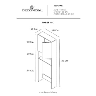 Foto 6 | Foto 6 | Mueble Gabinete de Almacenamiento SWC-180X60 color Marrón para Inodoro
