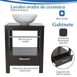 Foto 4 | Foto 4 | Set Mueble Para Baño 3 Piezas Incluye Lavabo Y Espejo, Marca Gravita