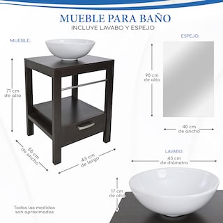 Foto 5 | Foto 5 | Set Mueble Para Baño 3 Piezas Incluye Lavabo Y Espejo, Marca Gravita