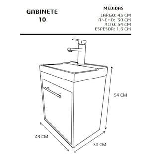 Foto 7 | Foto 7 | Gabinete Flotante Para Baño Con Lavamanos Rectangular Y Monomando