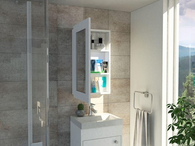 Foto 2 | Foto 2 | Gabinete Para Baño Cary Blanco con Puerta Espejo Virtual Muebles