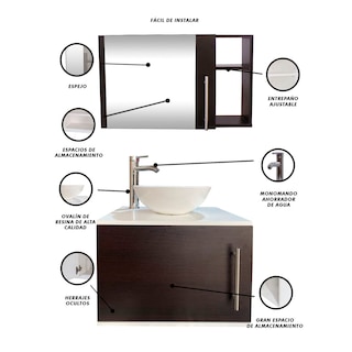 Foto 4 | Foto 4 | Combo de Gabinete para Baño con Ovalin y Monomando + Botiquin con Espejo