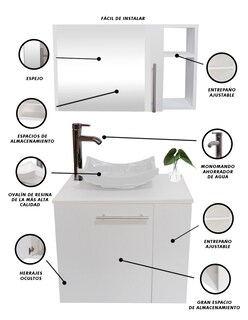 Foto 4 | Foto 4 | Combo de Gabinete para Baño con Lavamanos Monomando y Botiquín con Espejo