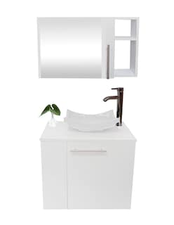 Foto 1 | Foto 1 | Combo de Gabinete para Baño 07 Izquierdo con Lavamanos y Monomando más Botiquín con Espejo Blanco