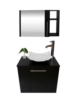 Foto 1 | Foto 1 | Combo de Gabinete para Baño 07 Izquierdo con Lavamanos y Monomando más Botiquín con Espejo Negro