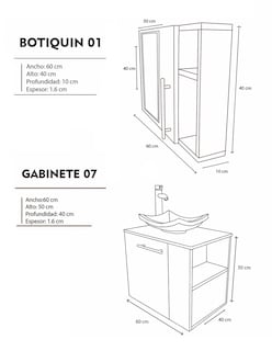 Foto 5 | Foto 5 | Combo de Gabinete para Baño 07 Izquierdo con Lavamanos y Monomando más Botequín con Espejo