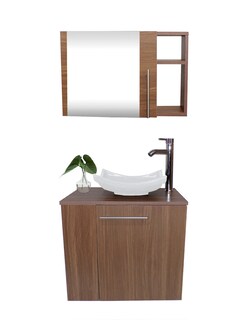 Foto 1 | Foto 1 | Combo de Gabinete para Baño 07 Izquierdo con Lavamanos y Monomando más Botiquín con Espejo Marrón