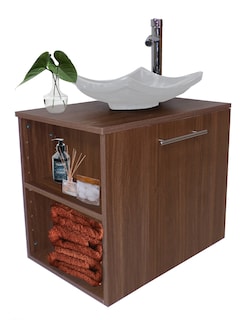 Foto 3 | Foto 3 | Combo de Gabinete para Baño 07 Izquierdo con Lavamanos y Monomando más Botiquín con Espejo Marrón