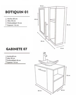 Foto 5 | Foto 5 | Combo De Gabinete Para Baño 07 Izquierdo Con Lavamanos Y Monomando + Botiquin Con Espejo