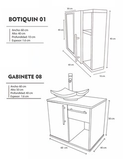 Foto 5 | Foto 5 | Gabinete para Baño con Lavabo y Monomando más Botiquín con Espejo