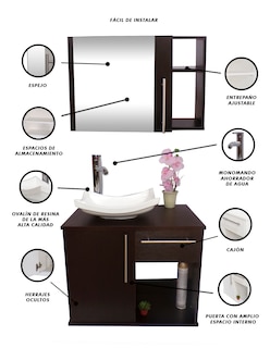 Foto 4 | Foto 4 | Gabinete para Baño con Lavabo y Monomando más Botiquín con Espejo