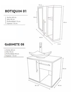 Foto 5 | Foto 5 | Gabinete para Baño con Lavabo y Monomando más Botiquín con Espejo