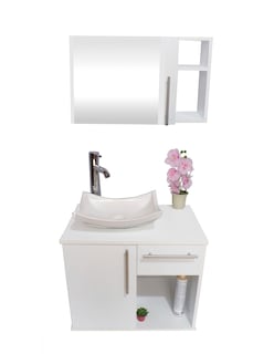 Foto 1 | Foto 1 | Combo de Gabinete para Baño con Puerta y Cajón con Lavabo y Monomando más Botiquín con Espejo