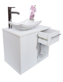Foto 3 | Foto 3 | Combo de Gabinete para Baño con Puerta y Cajón con Lavabo y Monomando más Botiquín con Espejo