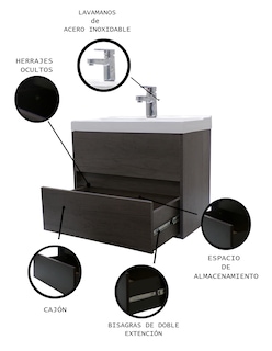 Foto 6 | Foto 6 | Gabinete 12 para Baño Flotante con Lavamanos y Monomando
