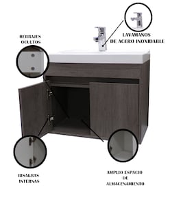 Foto 6 | Foto 6 | Gabinete 13 Flotante para Baño Con Lavabo Y Monomando
