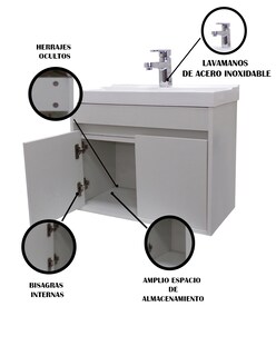 Foto 7 | Foto 7 | Gabinete 13 Flotante para Baño Con Lavabo Y Monomando