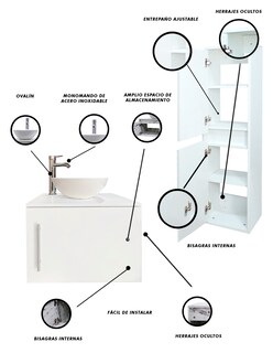 Foto 6 | Foto 6 | Combo De Gabinete Para Baño Con Ovalin Y Monomando + Gabinete Organizador Narineh