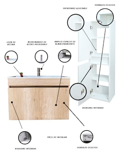 Foto 6 | Foto 6 | Gabinete para Lavamanos con Organizador Gris