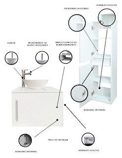 Foto 6 | Foto 6 | Combo de Gabinete para Baño con Ovalin y Monomando + Gabinete Organizador Narineh
