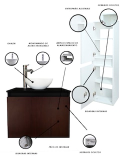 Foto 6 | Foto 6 | Combo De Gabinete Para Baño Ovalin Y Monomando + Gabinete Organizador Kitay