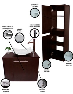 Foto 5 | Foto 5 | Gabinete para Baño con Almacenamiento Marrón 2 Piezas