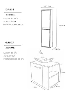 Foto 6 | Foto 6 | Gabinete para Baño con Almacenamiento Gris 2 Piezas