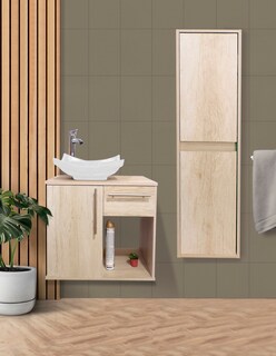 Foto 2 | Foto 2 | Combo de Gabinete para Baño con Lavamanos y Monomando + Gabinete de Almacenamiento Beige