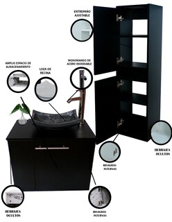 Foto 5 | Foto 5 | Combo Gabinete de Baño con Lavamanos + Gabinete de Almacenamiento Francesco Negro