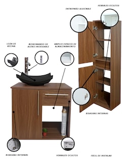Foto 5 | Foto 5 | Combo de Gabinete para Baño con Lavamanos y Monomando + Gabinete de Almacenamiento Jacquemart Marrón