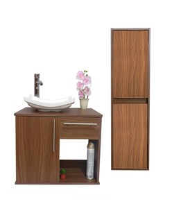 Foto 1 | Foto 1 | Combo de Gabinete para Baño con Lavamanos y Monomando + Gabinete de Almacenamiento Jacquemart Marrón
