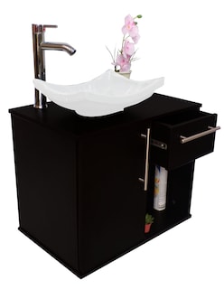 Foto 3 | Foto 3 | Combo de Gabinete para Baño con Lavamanos y Monomando + Gabinete de Almacenamiento Jacquemart Negro