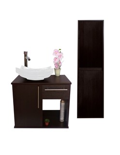 Foto 1 | Foto 1 | Combo de Gabinete para Baño con Lavamanos y Monomando + Gabinete de Almacenamiento Jacquemart Marrón