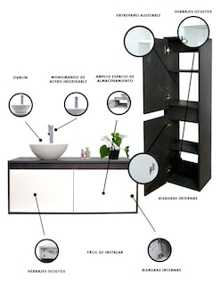 Foto 5 | Foto 5 | Combo de Gabinete para Baño con Ovalín y Monomando más Gabinete de Almacenamiento Esbly