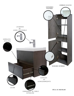 Foto 5 | Foto 5 | Gabinete de Baño con Lavamanos y Monomando + Mueble de Almacenamiento