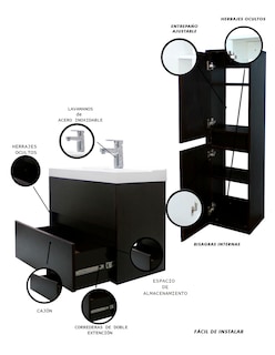 Foto 5 | Foto 5 | Combo de Gabinete de Baño Con Lavamanos Y Monomando + Gabinete De Almacenamiento Lorette
