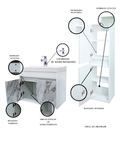 Foto 5 | Foto 5 | Combo de Gabinete de Baño con Lavamanos y Monomando + Gabinete de Almacenamiento Bourdelle
