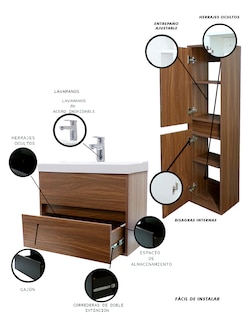 Foto 5 | Foto 5 | Gabinete de Baño con Lavamanos y Monomando + Mueble de Almacenamiento Lorette