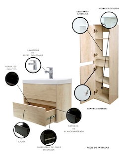 Foto 5 | Foto 5 | Gabinete de Baño con Lavamanos y Monomando + Gabinete de Almacenamiento