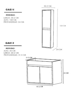 Foto 6 | Foto 6 | Combo de Gabinete de Baño con Lavamanos y Monomando más Gabinete de Almacenamiento Bourdelle
