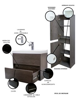 Foto 5 | Foto 5 | Gabinete de Baño con Lavamanos y Monomando + Gabinete de Almacenamiento