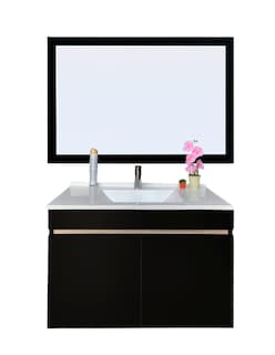 Foto 1 | Foto 1 | Gabinete para Baño con Lavabo y Espejo Decorativo Decomobil Lucerna Negro