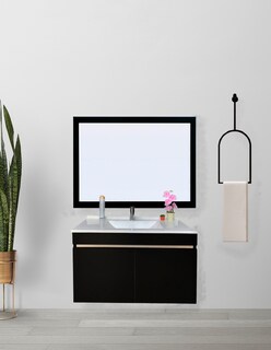 Foto 2 | Foto 2 | Gabinete para Baño con Lavabo y Espejo Decorativo Decomobil Lucerna Negro