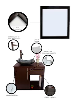 Foto 5 | Foto 5 | Gabinete Para Baño Con Lavabo Y Espejo Decorativo Decomobil Soleura