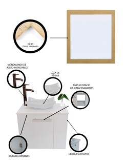 Foto 5 | Foto 5 | Gabinete Para Baño Con Lavabo Y Espejo Decorativo 60x50cm